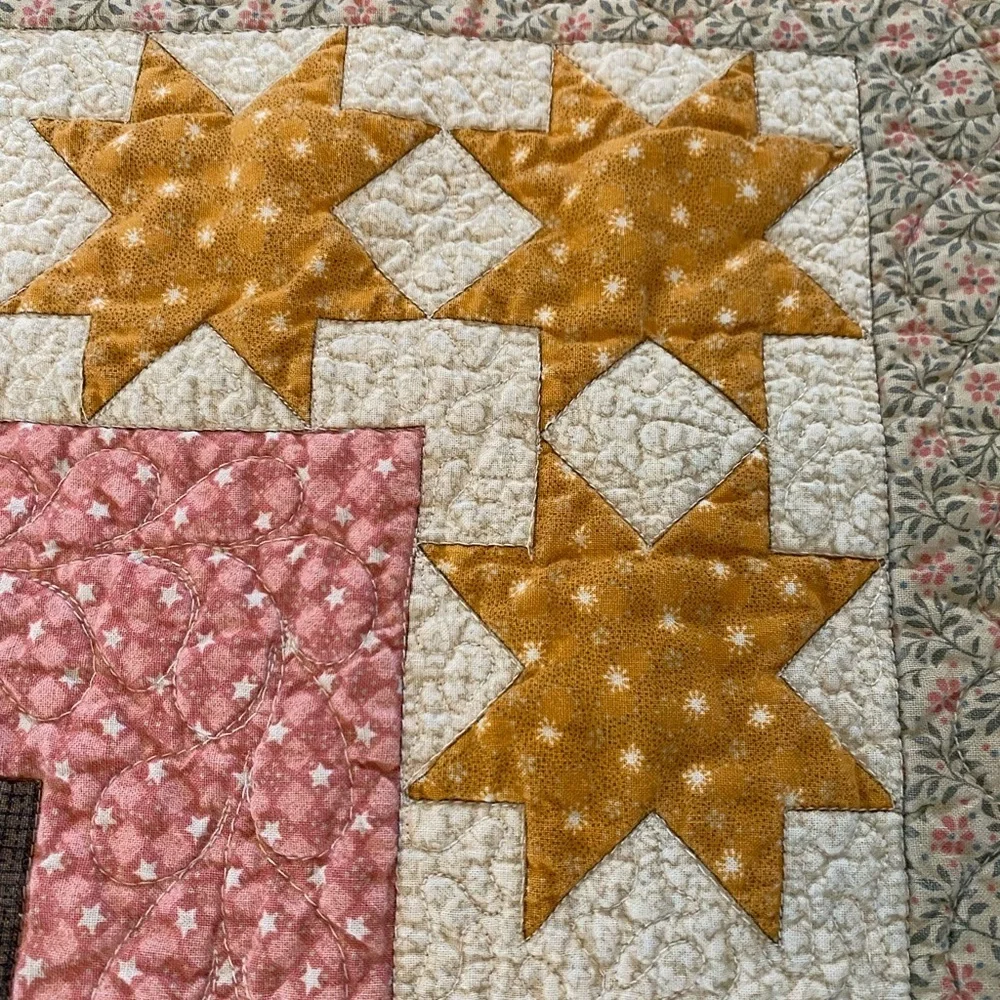 Vintage “Nighttime Prayer” Baby Crib Blanket Quilt Handmade Cottagecore Nursery
